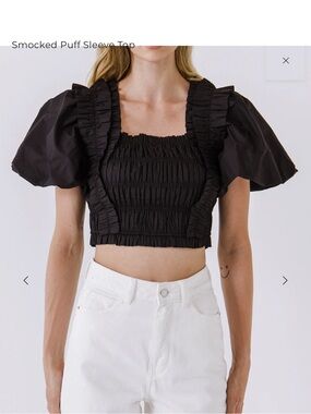 Endless Rose SMOCKED PUFF SLEEVE TOP